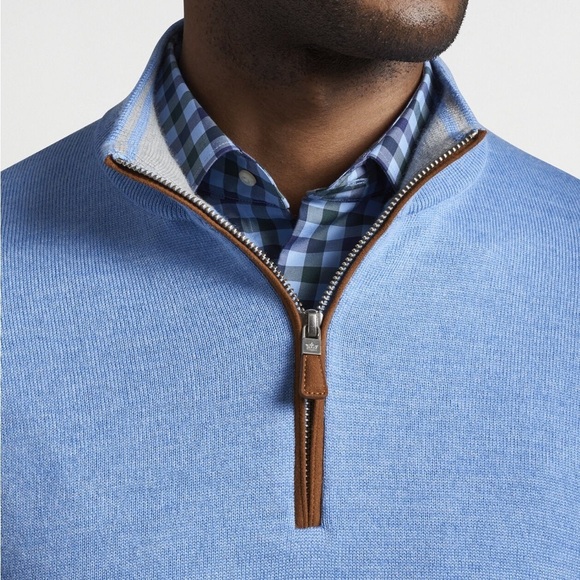 Peter Millar Blue Soft Cashmere 1/4 Zip Pullover XL - Picture 2 of 8